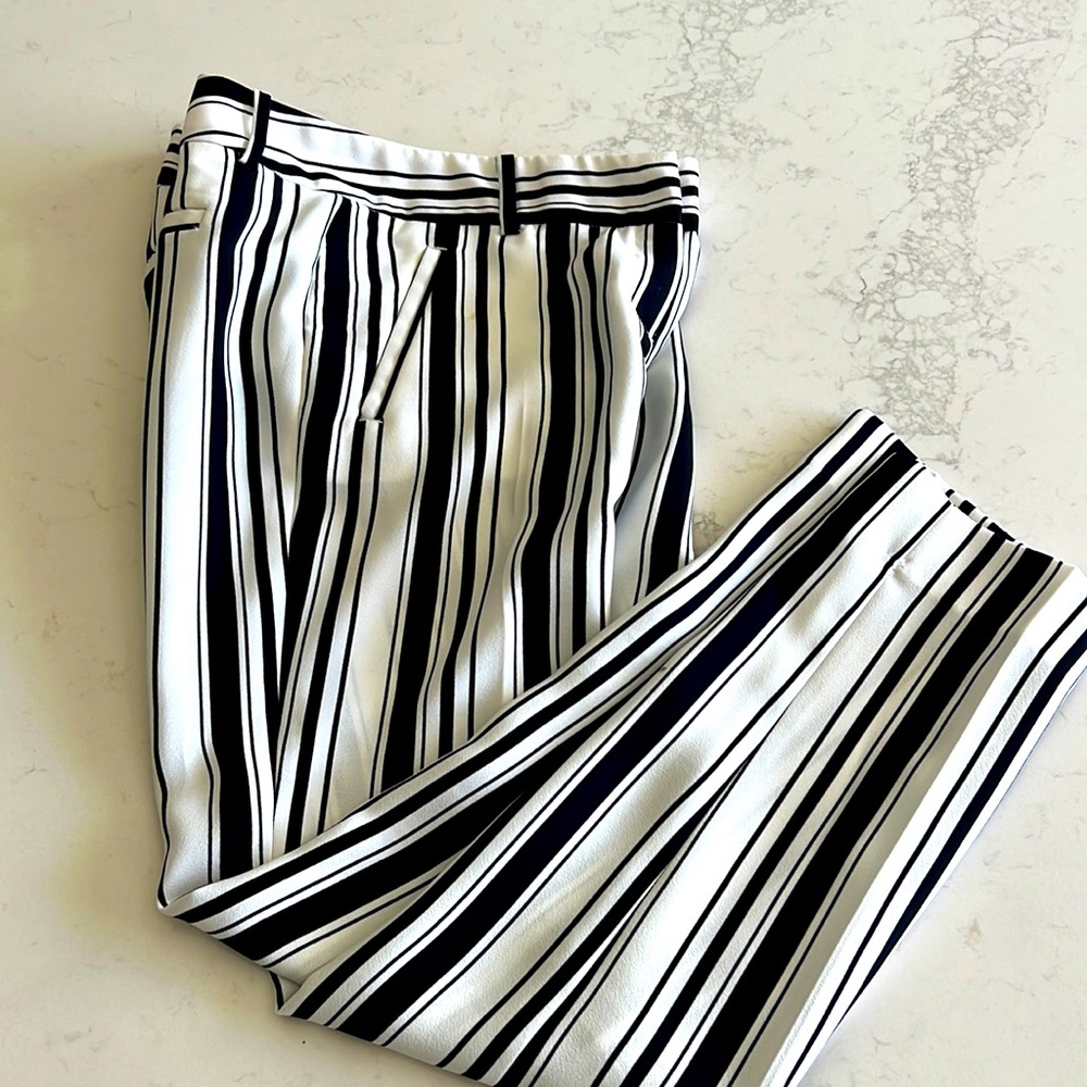 Striped straight leg trousers